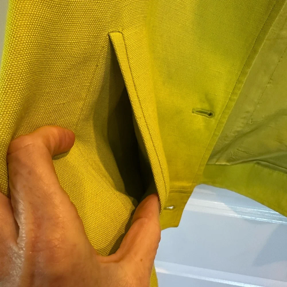 Dana Buchman Like New Neiman Marcus Linen Citron Yellow Green Women's Jacket VTG - Picture 12 of 13